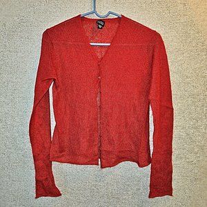 Eileen Fisher Italian Yarn Cardigan ~ Small ~ Lightweight V-Neck ~ Wine Red